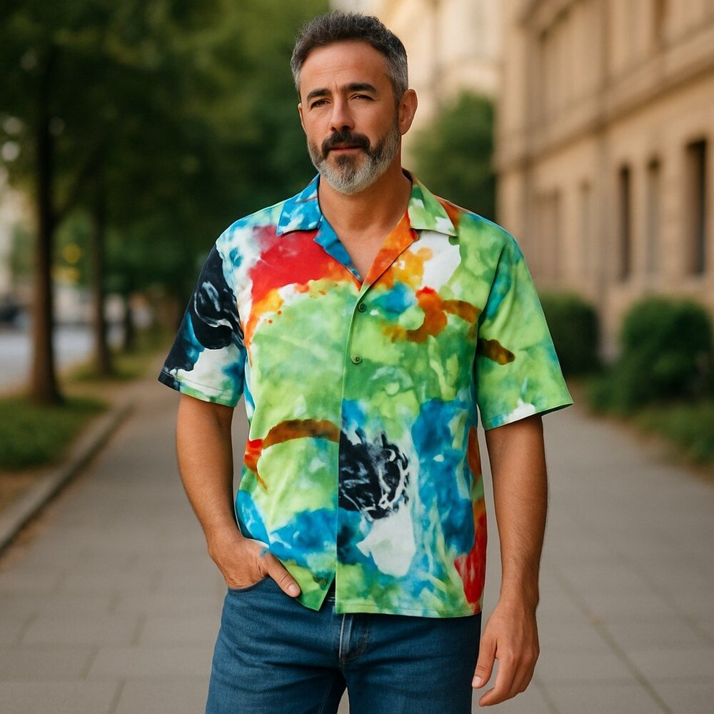 NWOT ZARA Colorful Abstract Short Sleeve Shirt BEACH VACATION BOXY Fit